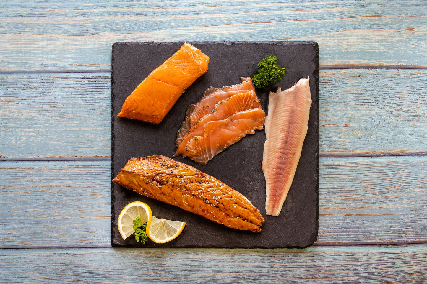 Räucherfischpaket "S", 660g, für 2 Personen, hausgeräuchert, vakuumiert, Nordhauser Mühle