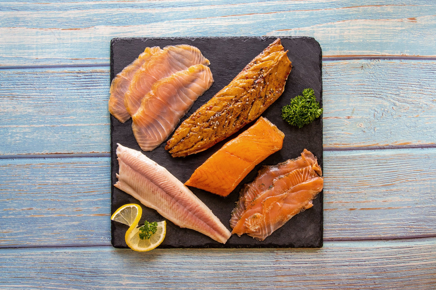 Räucherfischpaket "M", 710g, für 3 Personen, hausgeräuchert, vakuumiert, Nordhauser Mühle