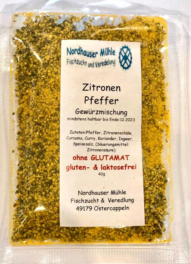 Zitronenpfeffer, 40g, glutenfrei u. laktosefrei, Hausgewürz Nordhauser Mühle